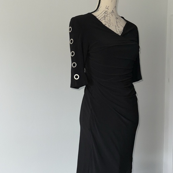 Joseph Ribkoff 6 Elegant Black Dress with Eyelet Details - Picture 3 of 6